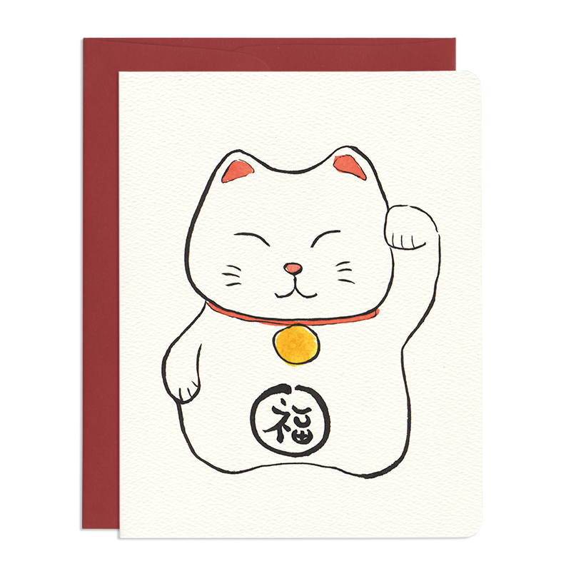 Maneki Neko - Good Luck Cat Greeting Card