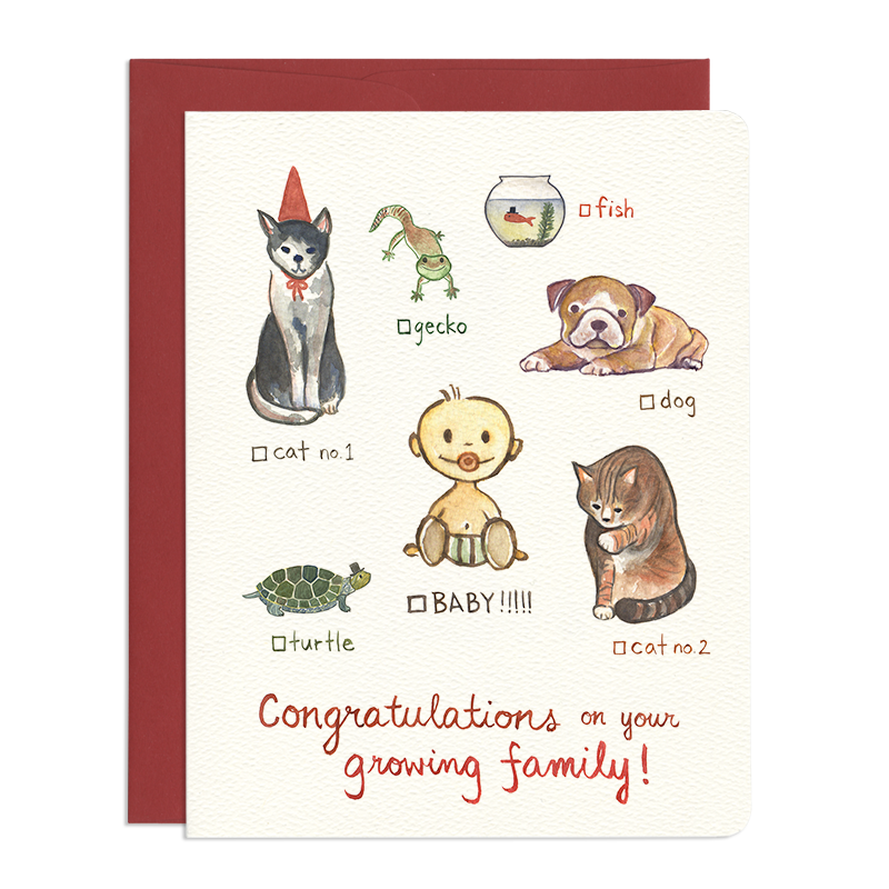 Cat Dog Baby !!! - Humorous Pets and Baby Greeting Card