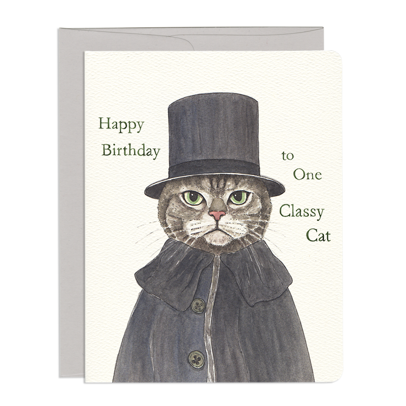 Classy Cat - Shercat Holmes Cat in a Hat Birthday Greeting Card
