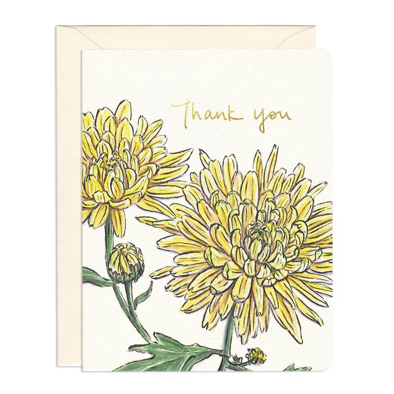 Chrysanthemum Thank You - Pretty Floral Greeting Card