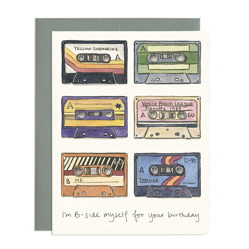 B-side Birthday Card - Retro Mix Tape Greeting Card