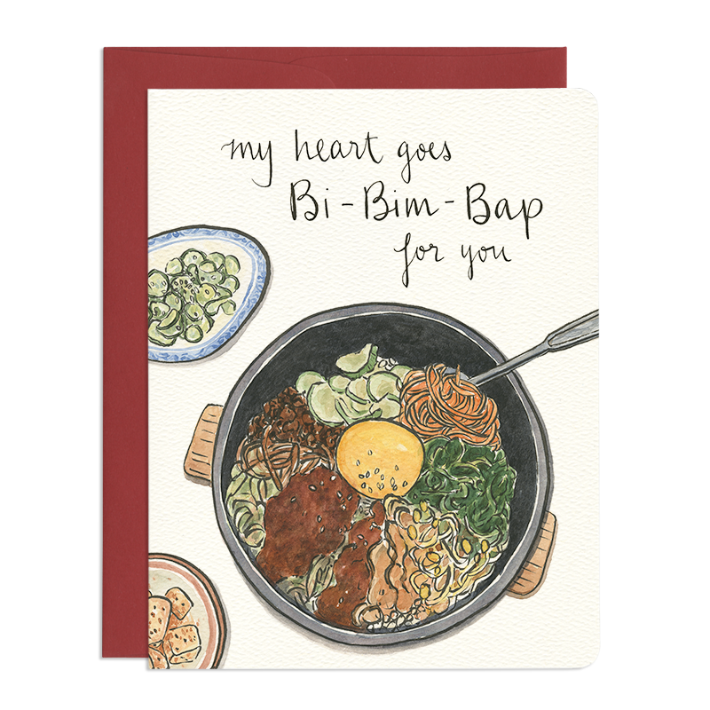 Bibimbap Heart - Asian Foodie Love Greeting Card