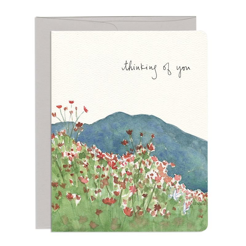 Cosmos Thinking of You - Wildflowers Scenery Greeting Card