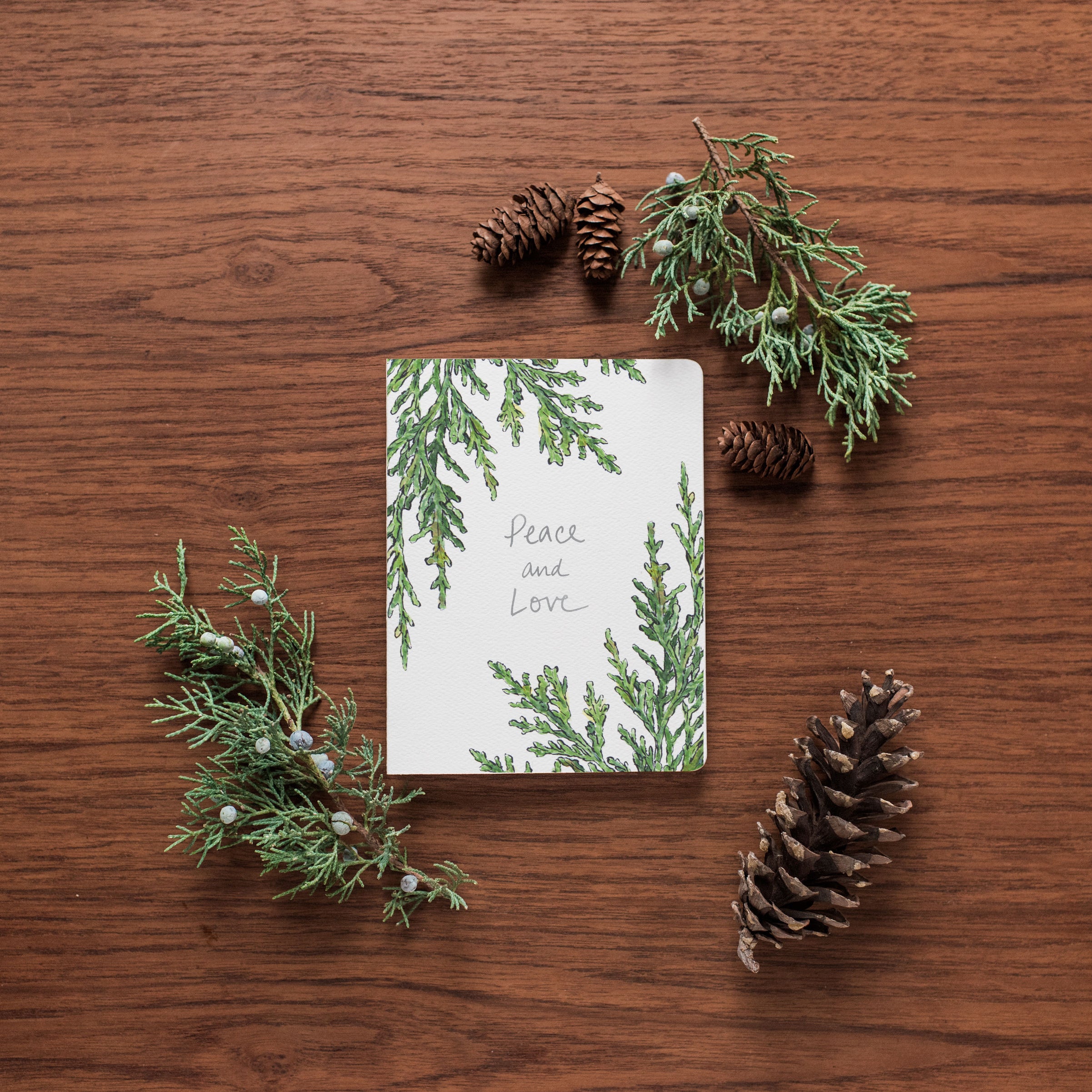 Juniper Peace - Elegant Silver Foil Holiday Card – Silver Antelope