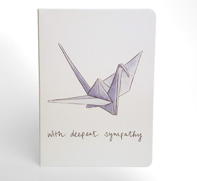 Paper Crane Sympathy Mini Card - Cute watercolour mini cards