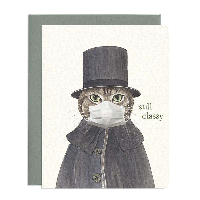 Classy Cat in a Mask Greeting Card