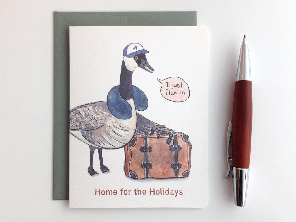 Home for the Holidays Goose - Frequent Flyer Goose Holiday Greeting Card