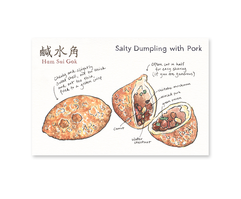 Drawing of the Dim Sum style Salty Dumplings with Pork