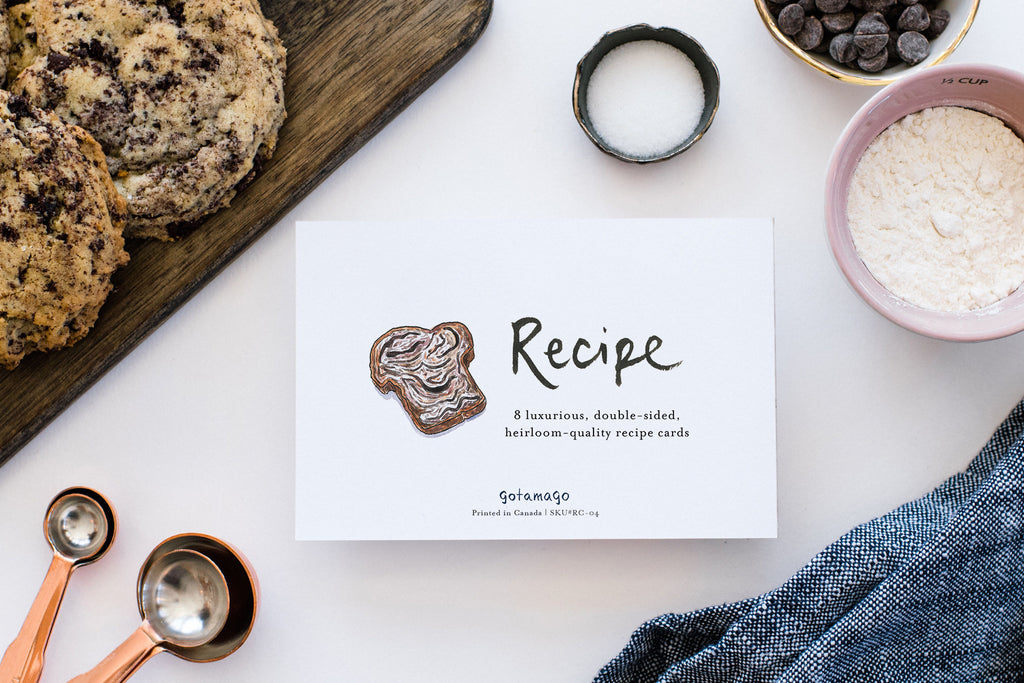 Hand-drawn recipe card cover featuring a delicious slice of  cinnamon french toast.