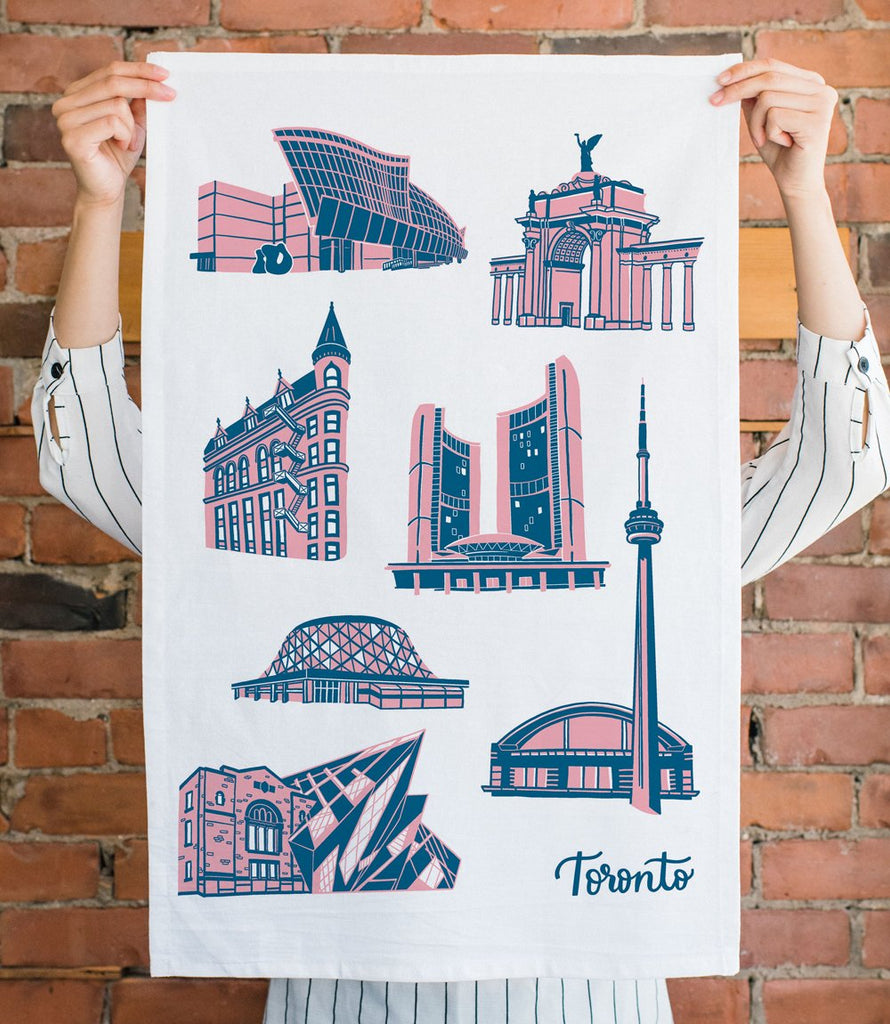 Dry your dishes in style with a tea towel featuring some of Toronto's most iconic landmarks.