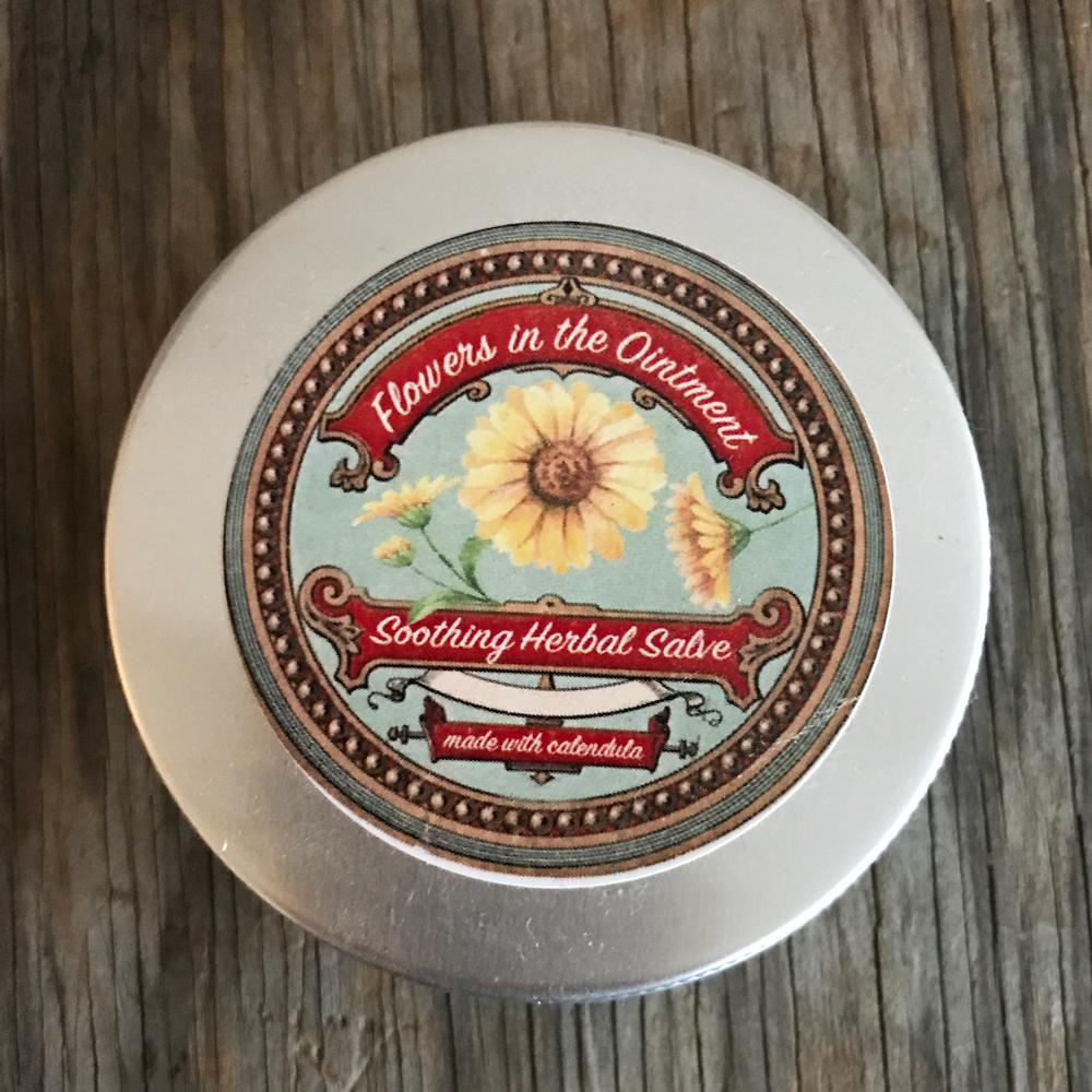 This all-natural, organic herbal salve from Toronto's Flowers in the Ointment is a great skin conditioner for diaper and skin rashes, insect bites, and more.